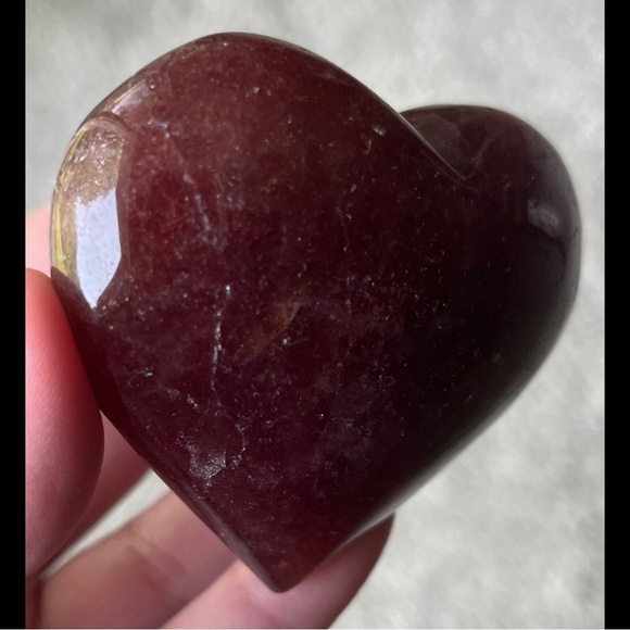 Tanzberry Quartz Polished Heart Carving - Picture 3 of 15